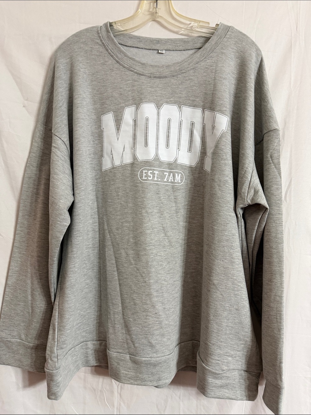 MOODY Graphic Crewneck Sweatshirt — Light Heather Gray